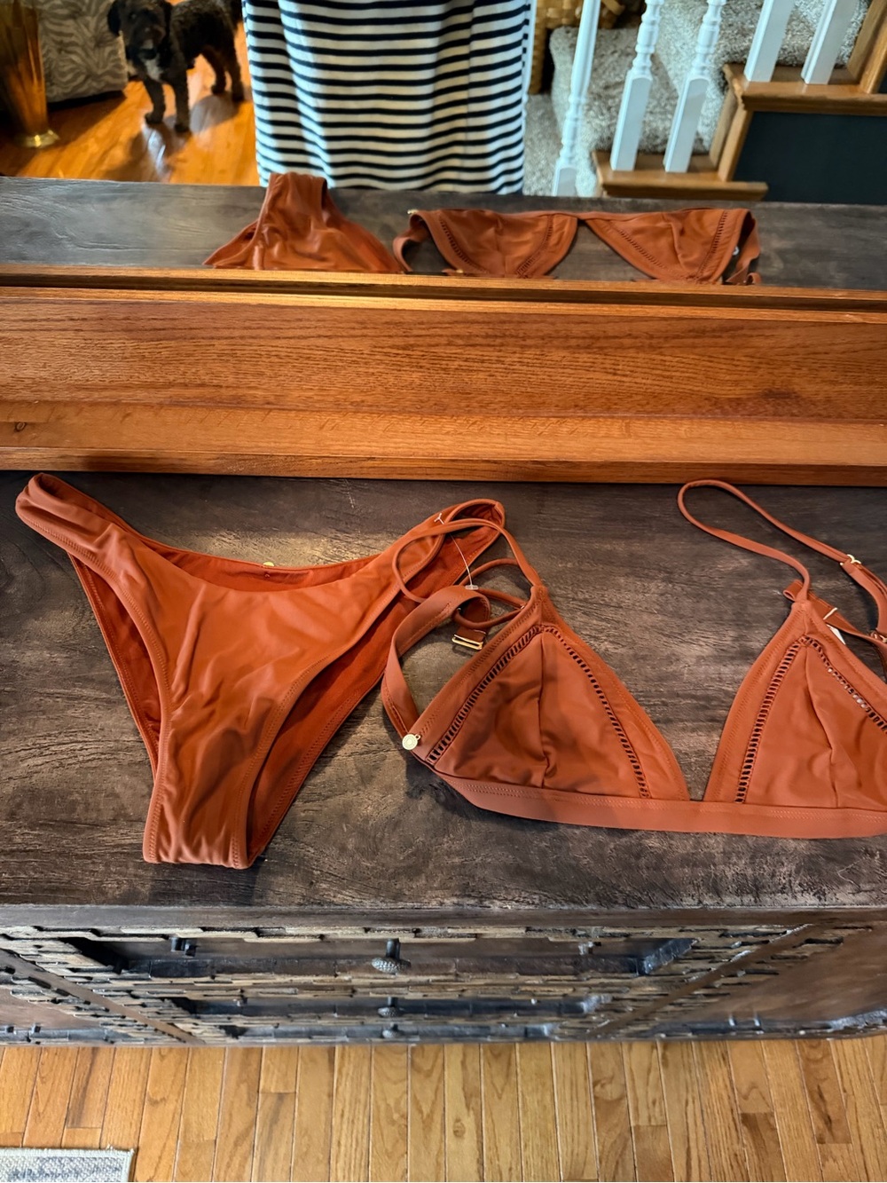Rhythm Bikini Set Terracotta Brown Adjustable Strappy NWT S M - Picture 6 of 6